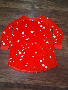 Red Star Print Long Sleeve Pijama Tunic